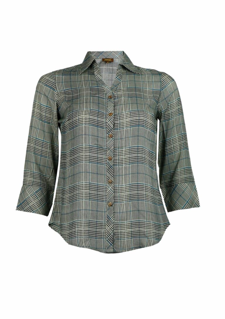 Ladies Shirt Ash Green Check